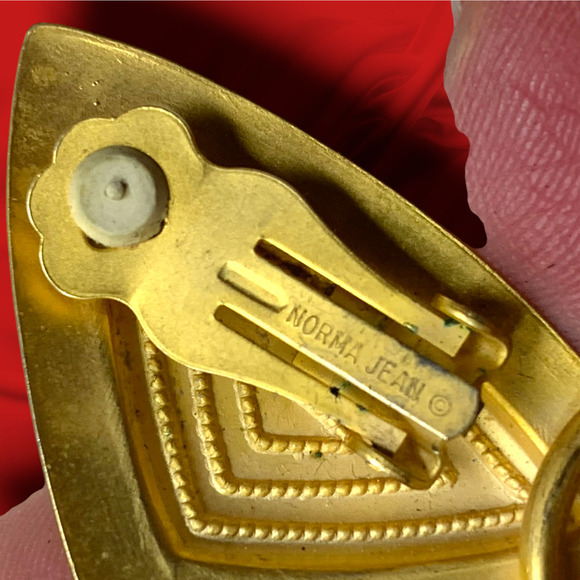 Vintage 1980's Norma Jean Modernist Dangle Clip On Earrings Couture Mogul Runway - Picture 3 of 5